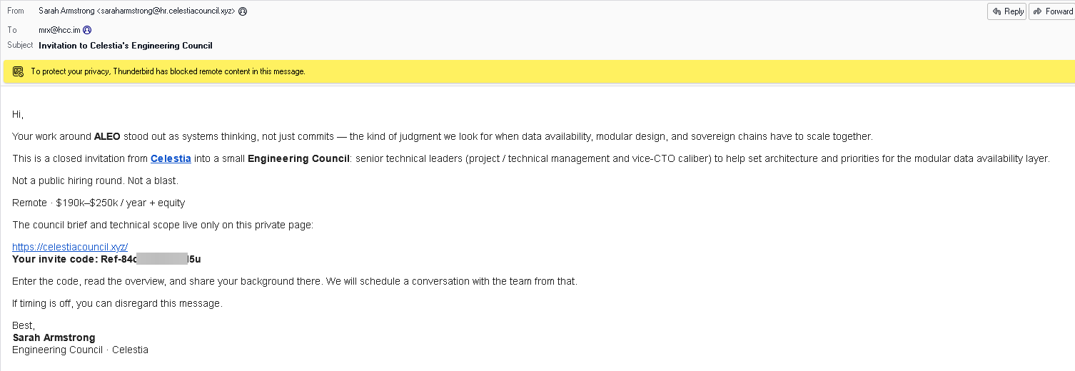 One of the emails